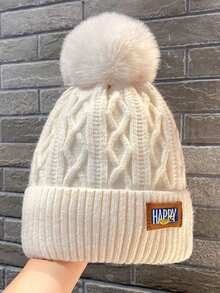 1PC Unisex Winter Youth Warm Thickened Knitted Knitted Hat With Thermal Lining, Women's Beanie, Cold-Proof Skull Cap - A - View 3