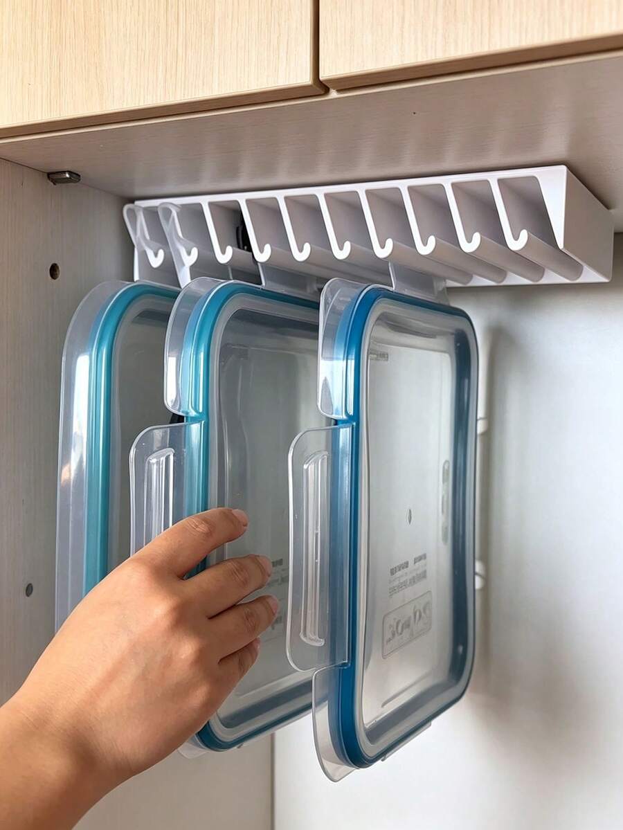 1/2pcs Lid Loft Lid Storage Rack, Slot-Style Lid Organizer, 5/10-Slot Cabinet Hanging Storage Rack, Allows Food Container Lids To Be Stored Vertically, Separated And Easily Accessible, Without Taking Up Cabinet Space - Conventional - View 1