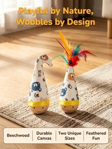 Colorful Cartoon Swinging Cat Toy With 4-Color Spring And Feather Decoration, Rolling Interactive Toy For Kittens And Adult Cats, Indoor Entertainment, Relieve Boredom, Ideal Birthday And Holiday Pet Gift - Multicolor - View 5