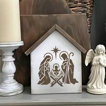 Reusable Christmas Stencil, - High-Quality PET Stencil, Suitable For Crafts, Wall Art, Furniture, Canvas - Special Virgin Star Design With Angel Image And Christmas Star - A - View 5