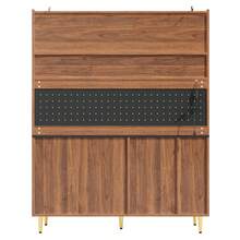 Flieks Highboard With Adjustable Shelves & LED Lights, Freestanding Storage Unit For Living Room Kitchen Dining, Tall Cabinet With Wine Rack, Dimensions 145x39x171cm - Natural - View 9