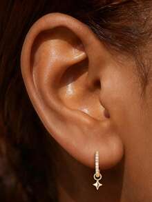 1PC 925 Sterling Silver Dainty Flower Irregular Earring Charms Piercing Cartilage Helix Conch Earrings Jewelry Making Own Accessories Daily Gift - Gold - View 6