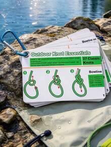 Outdoor Knot Tying Guide Card, 27 Types Of Knot Reference Guide With Mini Storage Clip, Simple Illustrated Portable Card, Suitable For Outdoor Climbing, Camping, Sailing, Hiking Survival Courses - Multicolor - View 9
