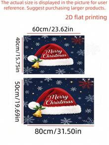 1pc Christmas Doormat - Velvet Material, With Christmas Hat And Snowflake Print, Suitable For Indoor Entrance Decoration, Perfect Choice For Holiday Home Welcome Mat And Seasonal Living Room Decor - A - View 7