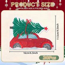 20/40/60pcs Vintage Red Car Christmas Tree Disposable Paper Napkins, Merry Christmas Winter Holiday Dinner Cocktail Napkins, Christmas Party Tableware Decor, Suitable For Home Winter Holiday Celebrations - Christmas Tree - View 3