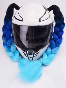2pcs/Set Helmet Decorative Wig Braids, With Suction Cups And Double-Sided Adhesive, Motorcycle Helmet Wig Braids, Multiple Colors Bicycle Helmet Braids Hair Tail (Helmet Not Included) - Multicolor - View 18