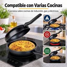 Double Aluminum Omelet Pan 24cm, Flip Frying Pan Compatible With Induction, Gas And Electric Stoves, Black - View 5