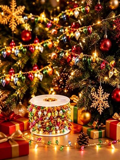 1pc Christmas Bead Chain Decoration, Colorful Bead Pendant, Christmas Decor, Suitable For Christmas Tree Hanging Ornament, Winter Room Decoration, Christmas Home Decor, Christmas Gift, Christmas Decoration