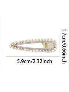 1pc Vintage Palace Style Hair Clip, Pearl Side Bangs Hair Accessory For Girls Short Hair, Women Influencer INS - White - View 4