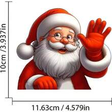 Christmas Santa Claus Waving Through Window Car Sticker, Single PVC Waterproof 3D Realistic Window Decal, Christmas Rear Window Decor - Multicolor - View 6
