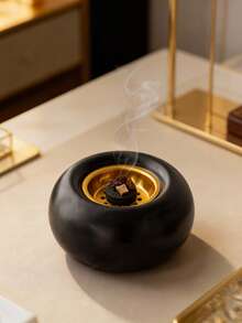 1pc Round Metal & Ceramic Handheld Incense Burner, 2 Colors White & Black, Minimal Natural Luxury Style, Aromatherapy Decor. Perfect For Home, Office, Hotel, Halloween, Christmas & Ramadan Decor. - Incense Burner - View 13