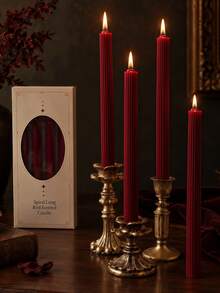 4/2/1pc 0.86*9.84 Inch Red Pointed Ribbed Long Tapered Candles, Suitable For Home Decor, Living Room Decor, Party Supplies, Holiday Decoration, Create Romantic Atmosphere, Wedding Souvenirs, Christmas, Christmas Decoration - Multiple Styles - View 6