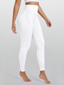 Women's High Waist Tummy Control Butt Lifting Ruched Seamless Fitness Leggings - White - View 5
