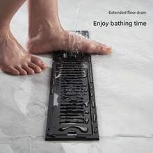 1pc Black Rectangular Floor Drain, Thickened Stainless Steel Design, High Drainage Capacity, Odor Prevention, Suitable For Hotel, Shower Room, Balcony And More - Multiple Sizes Available - Thickened Rectangle - View 2