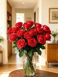40pcs Artificial Rose Bouquet, Silk Faux Flowers, Realistic Long Stem Rose Bouquet, Suitable For Wedding Decor, Bridal Shower Centerpiece, Floral Arrangement, Party Home Dining Table Decor, Birthday Decor, Wedding Decor, Christmas Decor, Valentine's Day, Christmas, Thanksgiving Decor, Birthday Gift, Anniversary Decor. - Red - View 4
