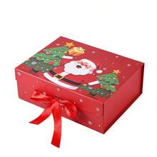 1 hộp quà Giáng Sinh kèm nơ ruy băng satin, hộp đựng quà Noel bằng bìa cứng dày gia cố, nhiều họa tiết và kích cỡ lễ hội, bao bì quà tặng cho quà Giáng Sinh - Nhiều màu - Xem 12
