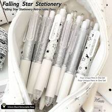 4/1pc Retractable Star Theme Transparent Barrel Star Polka Dot Print Click Neutral Pen Set, 0.5mm Black Quick-Dry Ink Tip. Suitable For Classroom Notes, Exam Practice, Planner Writing, Back To School Stationery Needs, Project Report Writing, Diary Recording And More, A Practical And Thoughtful Gift Choice. - Multicolor - View 6