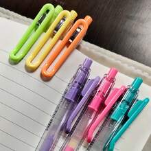 12pcs Fluorescent Gel Pen Set, 0.7mm Medium Tip, Random Colors, Retractable With Clip, Suitable For Professional Art Painting, Illustration And Journaling, Back To School Office Supplies - A - View 2