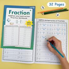 Lachilly 2 Books Children's Fraction Practice Workbooks, Math Exercise Books, Fraction Addition Subtraction Multiplication Division Worksheets, Home Education Learning Supplies - Multicolor - View 14