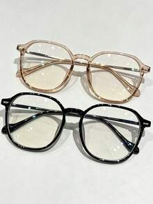 1pc Brown Square Decorative Glasses, Non-Prescription, Women's Street Fashion, Suitable For Daily Wear And Social Outings - Multicolor - View 15