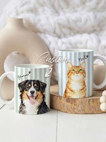 Customizable 11oz Ceramic Coffee Mug, Personalized With Photo, Text And Logo, Holiday Commemorative Cup, Suitable For Office, Home, Father's Day, Valentine's Day Gift, Applicable For Birthday, Engagement, Wedding, Graduation (Single-Sided/Double-Sided) - Multicolor - View 7