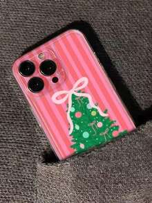 1pc Christmas Tree Phone Case For 17 Pro Max, 17 Pro, 17 Air, 17, 16 Plus, 15, 14, 13, 12 Pro Max, 11 - Pink - View 4