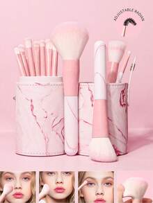 13pcs/Set High-End Makeup Brush Set With Brush Holder Ins Style, Soft Powder Brush, Contour Brush, Blush Brush, Eyeshadow Brush Kit, Perfect For Student Makeup Tools,Brush Set,Makeup Brush Kit,Make Up Brush Set,Make Up Set Complete,Makeup Brush Set,Complete Makeup Kit,Brush Kit,Brushes Makeup Set,Makeup Gift Set,Set,Giveaways,Professional Makeup Brushes,Complete Makeup Set - Pink - View 10