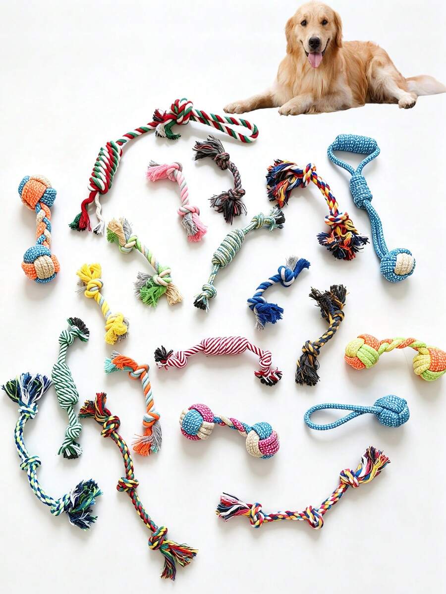 1/3/5pcs Multi-Color Dog Rope Toy Set, Mixed Color Knotted Chew Toys For Tug Games, Teeth Cleaning And Interactive Play, Suitable For Small, Medium And Large Dogs, Indoor And Outdoor Use, Relieve Boredom, Pet Birthday And Holiday Gift - Multicolor - View 1