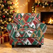 1pc Christmas Print Elastic 5-Piece Chair Cover Single Seat Dust-Proof Living Room Bedroom Sofa Cover All Season Universal Removable Washable - Multicolor - View 7