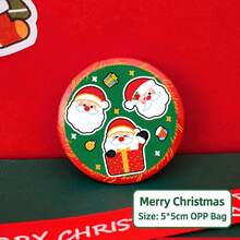 1PC Christmas Button Badge Pins, Vintage Holiday Cartoon Brooch Collection With Santa Snowman Gingerbread Tree Patterns, Cute Round Pins For Backpack Hat Jacket Decoration, Festive Party Accessories, Seasonal Gift Idea - Multicolor - View 16