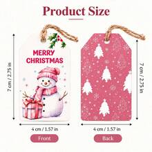 Customized Christmas Gift Tags, Pink Snowman And Reindeer Design, Personalized Name Holiday Cards, Holiday Socks And Gift Box Labels, Customizable Text Decorations, Customizable Christmas Party Decor, Holiday Gifts For Family And Friends, Merry Christmas - Multicolor - View 2
