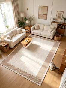 1pc Light Apricot Striped Area Rug, Living Room Carpet, Area Rug, Small Area Rug, Mat, Home Decor, Large Living Room Carpet, Round Carpet, Living Room Home Decor, Room Decor, Washable Carpet - Multicolor - View 2