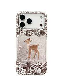 1PC Autumn/Winter Maillard Deer Lace Bow IMD Full Coverage Shockproof PC Phone Case Compatible With Apple 11 Pro Max/12 Pro Max/13 Pro Max/14 Pro Max/15 Pro Max/16 Pro Max/17 Pro Max/18 Pro Max - Multicolor - View 9