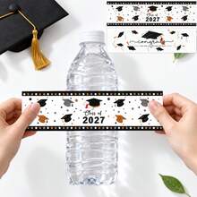10pcs/20pcs/40pcs 2027 Class Of Bottle Wrappers Graduation Water Bottle Labels Black And Gold Graduation Party Favors - Multicolor - View 1