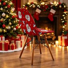 1/2/4/6pcs Christmas Print Shell Chair Covers, Removable And Washable, Suitable For Home, Hotel, Banquet - Multicolor - View 6