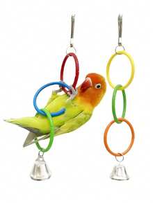 1pc Parrot Toy Colorful Hanging Ring, Chewable, Playful, Boredom Relief, Climbing - Multicolor - View 7