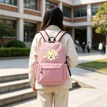 1pc 12*29*42cm Bone Puppy Print Backpack, Unisex Campus Backpack, Suitable For Short Trips And Daily Commute, Large Capacity Compartment For Laptop And School Supplies, All-Season Backpack - Backpack - View 5