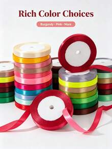 1 Roll Satin Ribbon, 1cm Wide 22m Long, Smooth Solid Color Fabric Ribbon, Suitable For Gift Wrapping, Wedding Bouquets, DIY Bows, Party And Cake Decoration - Multi-color - View 4