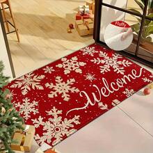 1pc Christmas Golden Snowflake Welcome Pattern Design Microfiber Bath Rug,Non‑Slip Soft Bathroom Mat,Water‑Absorbent Doormat,Machine Washable,For Bedroom,Kitchen,Entryway,Indoor & Outdoor Use,Home Decor,Perfect Holiday Party Gift,Winter Decoration - A - View 4