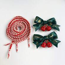 4pcs/2pcs Exquisite Green Bow Shoe Accessories With Red Shoelaces, Christmas Decor For White Sneakers, Flat Shoes, Training Shoes, Perfect Gift For Girlfriend - Multicolor - View 13