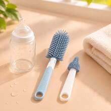 Bộ 2 cọ rửa bình silicone màu ngẫu nhiên, cọ rửa núm ti em bé, cọ rửa ống hút, cọ vệ sinh xoay đa năng, tẩy vết bẩn nhẹ nhàng, dễ làm sạch - Nhiều màu - Xem 2