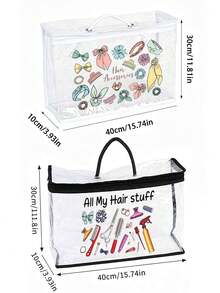 Hair Accessory Pattern Printed Transparent Clothing Storage Bag (With Reinforced Handle), Makeup Storage, Suitable For Storing Quilts, Blankets And Bedding; Transparent Moving Storage Bag (With Sturdy Zipper, Waterproof Design); Large Capacity Storage Bag, Suitable For Travel And Home Organization; Transparent Zipper Storage Bag, Suitable For Clothing, Bedding And Other Items. - Multicolor - View 11