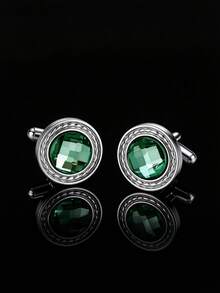 2/4 chiếc khuy cài cổ tay nam, hình vuông và tròn, đính pha lê màu, phong cách công sở trang trọng cổ điển, hợp kim kim loại, phụ kiện quà cưới dùng cho mọi mùa - Nhiều màu - Xem 14