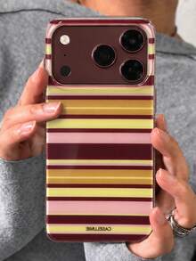 Stylish Colorful Striped Pattern Glossy IMD Phone Case Compatible With IPhone 18 Pro Max 18 Pro 17 Pro Max 17 Pro 17 16 Pro Max 16 Pro 16 15 Pro Max 15 Pro 15 14 Pro Max 14 Pro 14 13 Pro Max 13 Pro 13 12 11 Retro Aesthetic Color Blocking Shockproof Soft Cover - Color-block Stripes - View 2