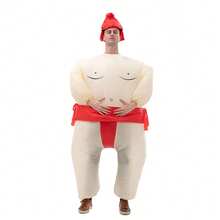 Halloween Christmas Party Red Sumo Inflatable Costume, Unisex Inflatable Costume, Holiday Personalized Outfit Inflatable Costume, Blower Included, Battery Not Included - Red - View 3