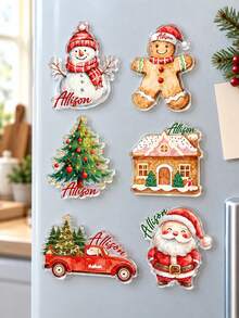 1pc Custom Personalized Name Christmas Acrylic Magnet, Santa, Gingerbread Refrigerator Magnet, Perfect Stocking Stuffers Gifts,Secret Santa Gift,Kitchen Decor,Christmas Gift - Multicolor - View 4