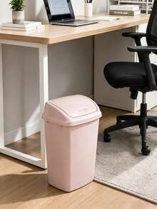 Household Swing-Top Trash Can, Lidded Odor-Proof Plastic Waste Bin, Multi-Size Storage Bucket For Living Room, Bedroom, Bathroom - Multicolor - View 1