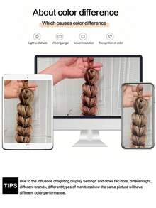 1pc 26-Inch Color-Blocked Braided Ponytail Wig, Heat Resistant, Designed For Women - Multicolor - View 7
