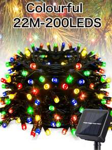 1 String 20/50/100/200 LED Solar String Lights, Green Wire 8 Modes, Outdoor Decor For Christmas, Wedding, Garden, Party, Halloween, Purple/Warm White/White/Multi-Color - Solar String Lights - View 7