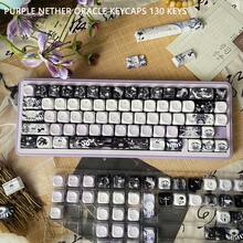 Tutup Tombol Purple Moon DIY Tinggi Asli Estetika Tinggi MOA PBT Mengkilap Lima Sisi Sublimasi Pewarna Kompatibel Dengan Keyboard Mekanik - View 4